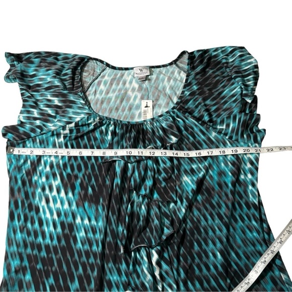 Worthington Woman Bundle of 2 Stretch Layered Ruffle Blouse Tops Animal Print 1X - Picture 13 of 15